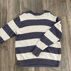 Brandy Melville Navy and Cream Striped Crewneck Sweater